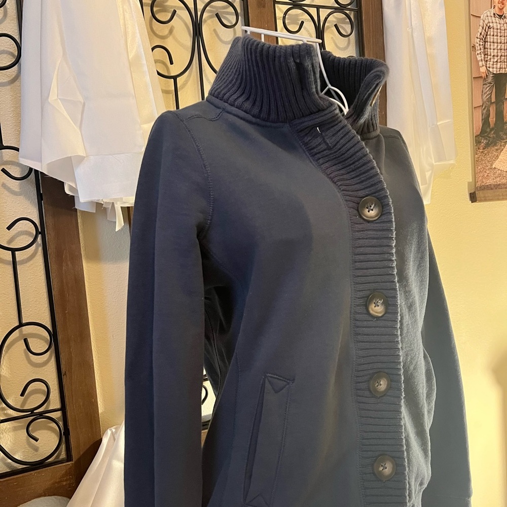 Eddie Bauer Dark Blue Utility Jacket with Ribbed Collar